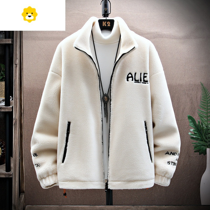 fishbasket羊羔绒外套男棉衣季羊羔毛加厚p暖棉袄潮牌青少年学生羽绒