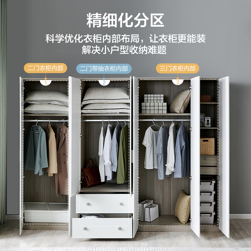 全友家居衣柜北欧风感应卧室衣橱大小户型 多功能组合衣柜高清大图