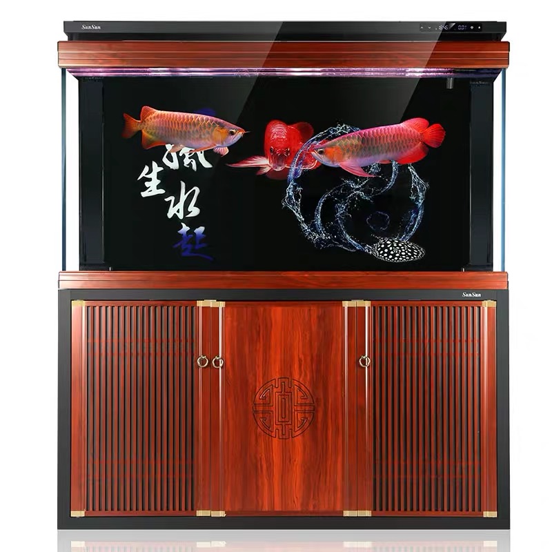 超白玻璃大鱼缸底过滤龙鱼缸生态客厅水族箱免换水金鱼缸高清大图