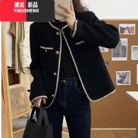 YIBUSHENG大码黑色小香风外套女2023春新款法式高级感显瘦气质感S正正 4XL180-200斤 黑色常规款