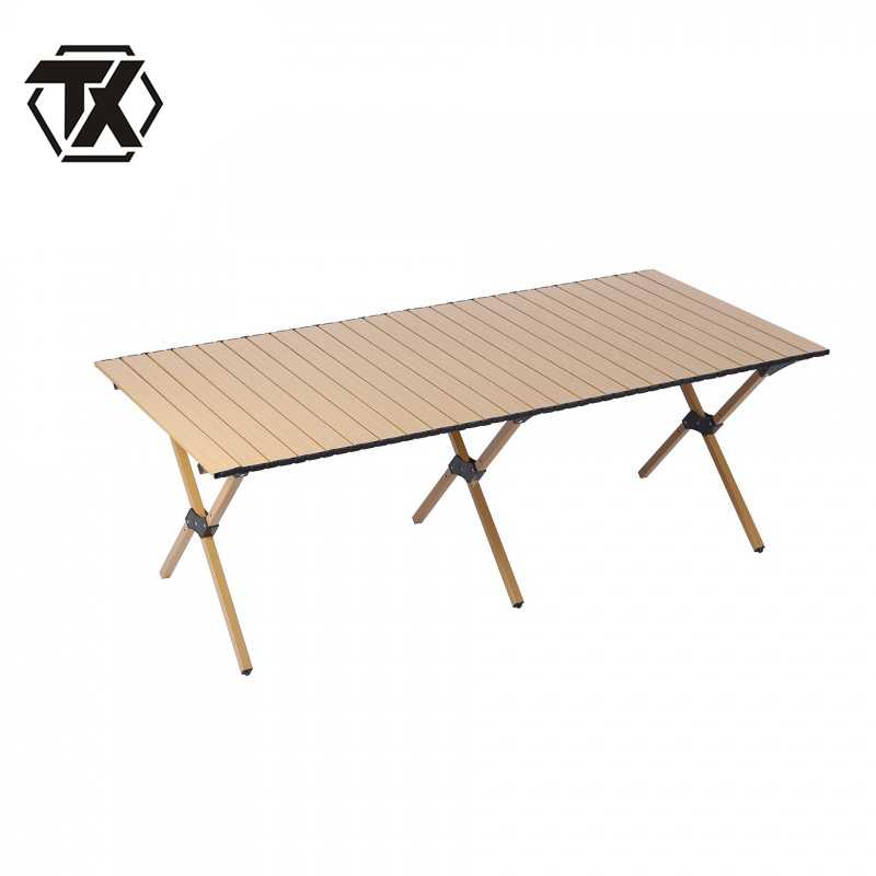 铁迅露营野餐轻便折叠金属蛋卷桌X82 张 原木色