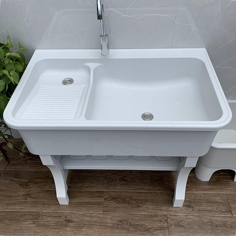 石英石洗衣池阳台家用洗衣台藤印象脸盆户外大理石头庭院一体带搓板