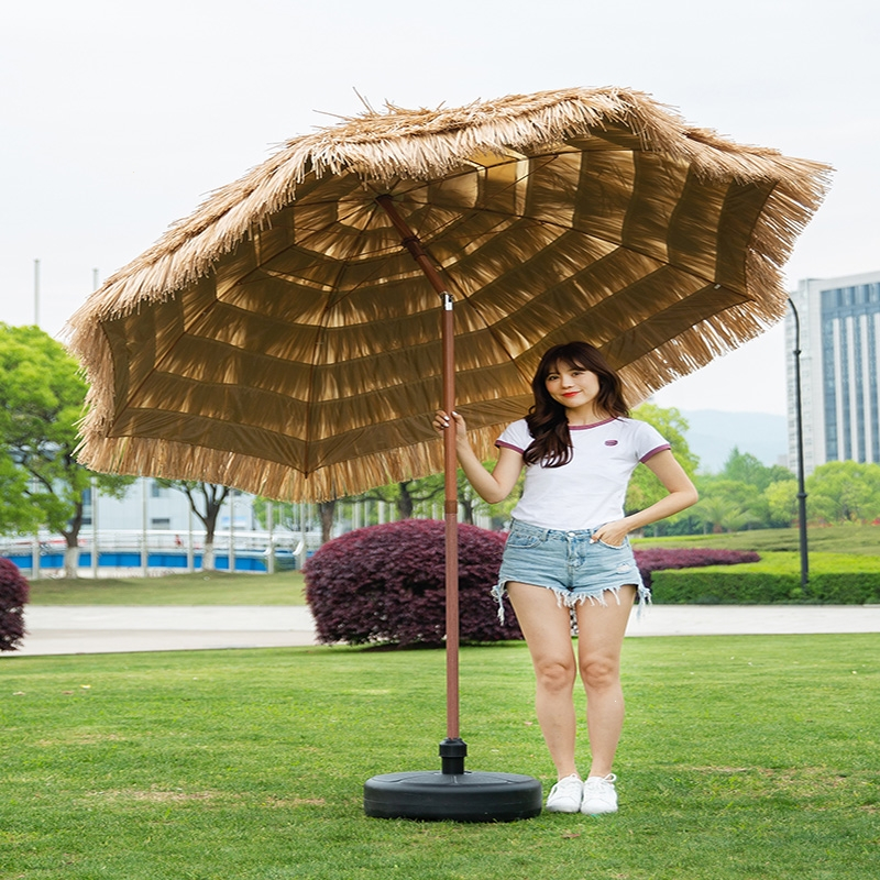 闪电客大户外遮阳伞折叠太阳伞沙滩伞稻草伞茅草伞景区伞雨伞庭院伞