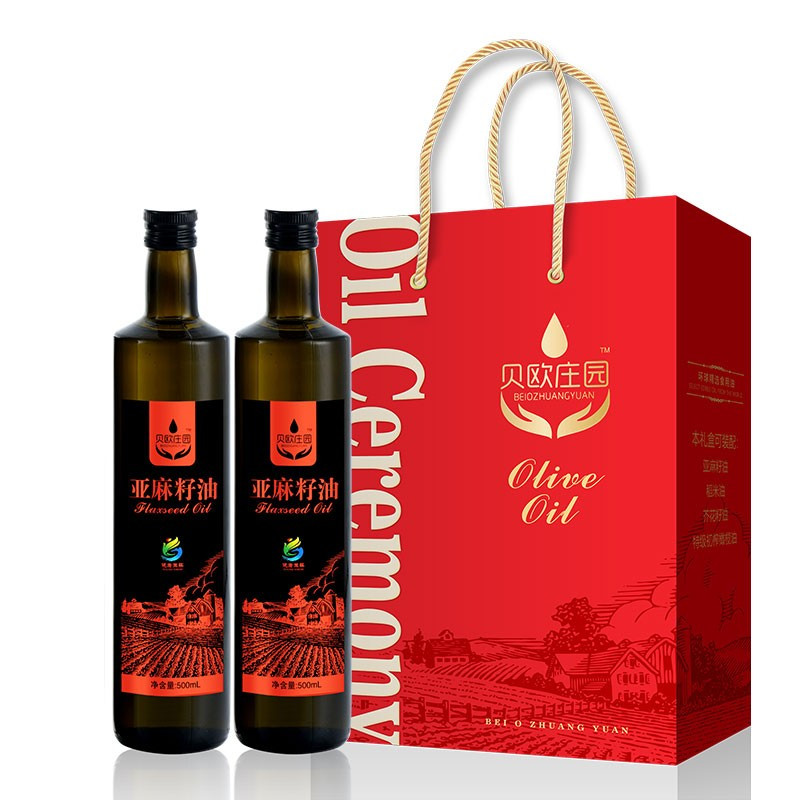 贝欧庄园 食用油亚麻籽油双支500ml*2