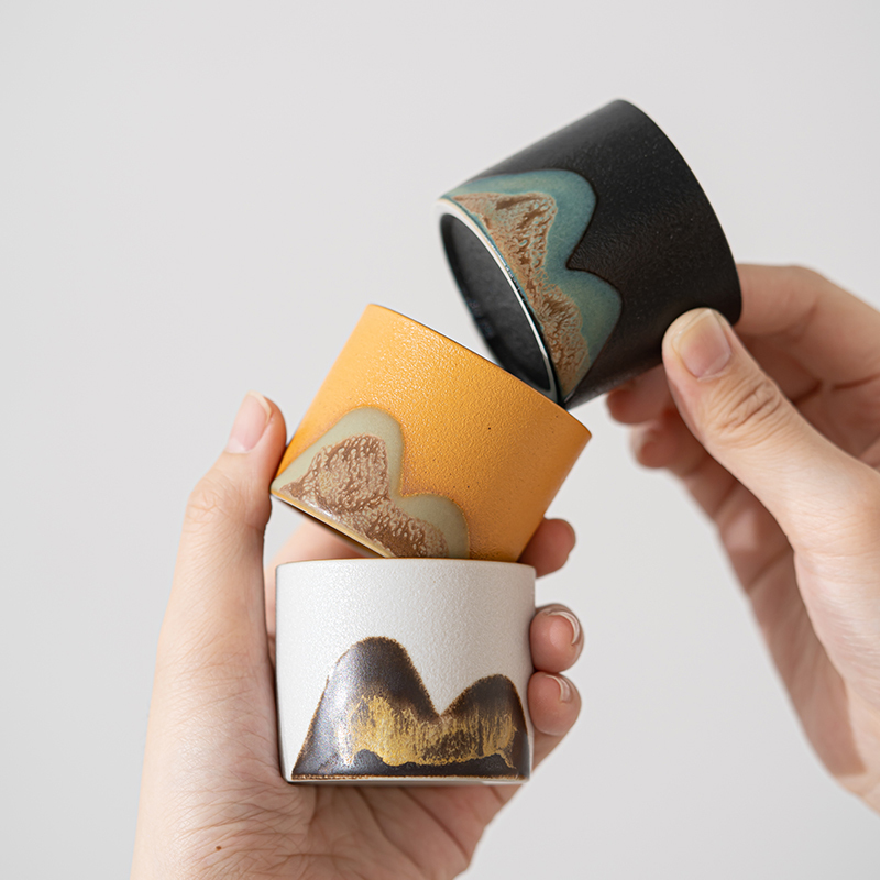 苏氏陶瓷(SUSHI CERAMICS)手绘釉画彩茶杯千里江山六色功夫茶杯节日伴手礼茶具手提礼盒套装