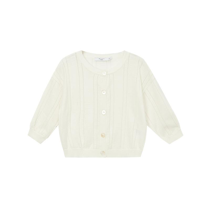 [1件3折价:57]米喜迪mecity童装夏季新款女童镂空圆领毛织开衫薄款空调衫