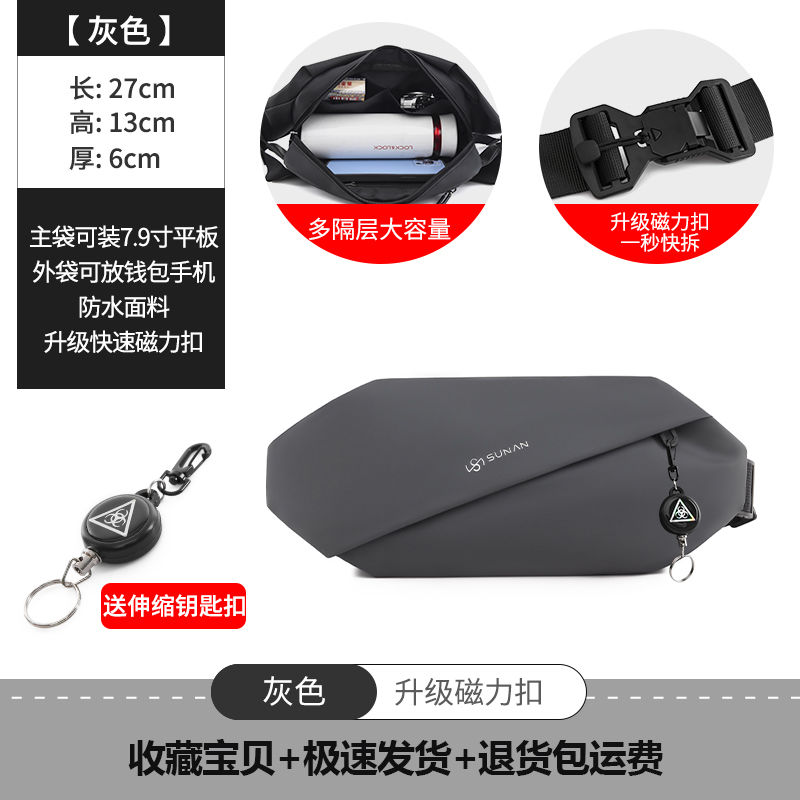 潮牌日系胸包男士ins简约单肩包腰包背包小挎包女帆布学生斜挎包高清大图
