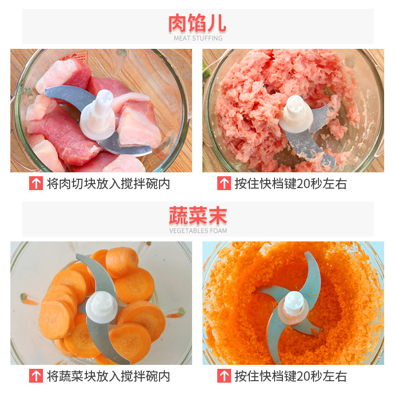 志高(CHIGO)绞肉机ZG-L805(1.2L)两档不锈钢机头加厚玻璃杯搅肉机搅拌机碎肉机料理机单刀