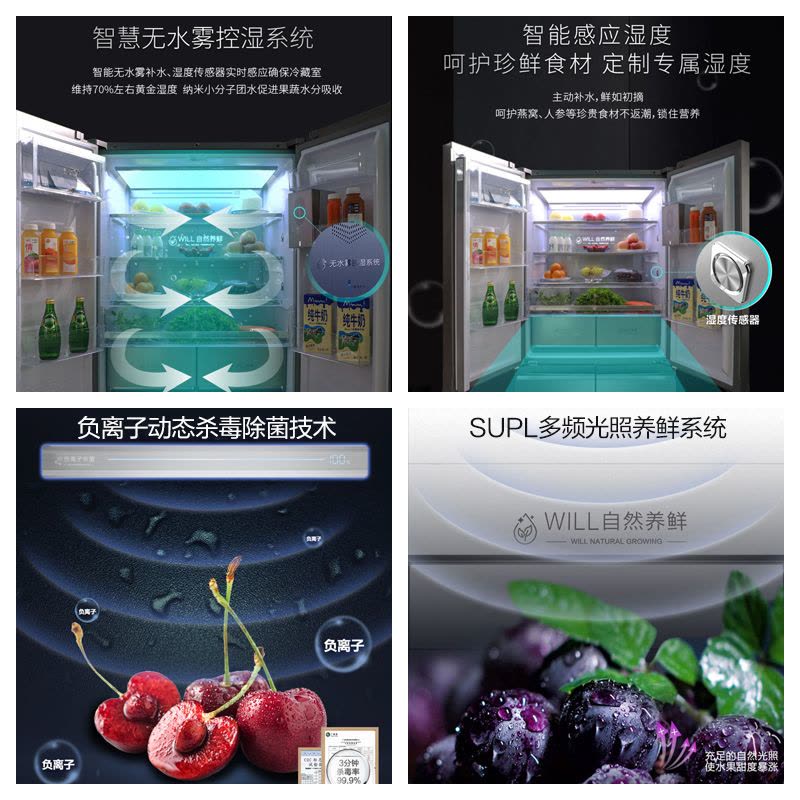 容声558L BCD-558WKK1FPG 十字对开门冰箱 多门冰箱 全生态养鲜(玄青印)图片
