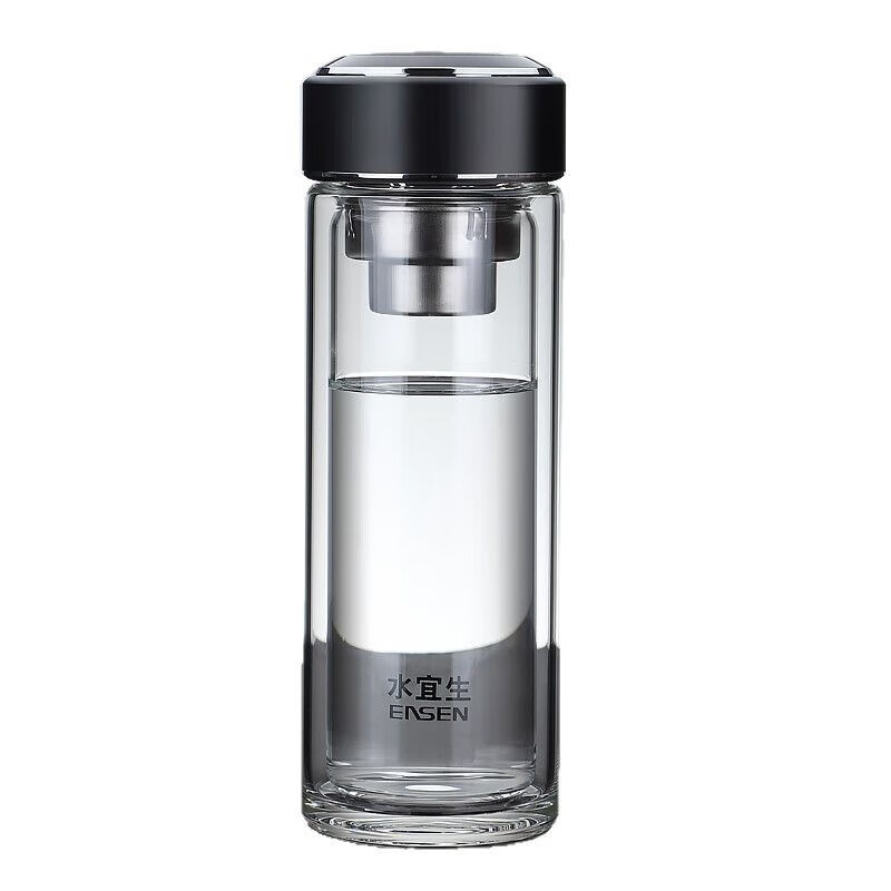 水宜生 400ML 男士水杯 透明茶杯 便携旅行双层玻璃水杯 隔热玻璃杯 G710高清大图