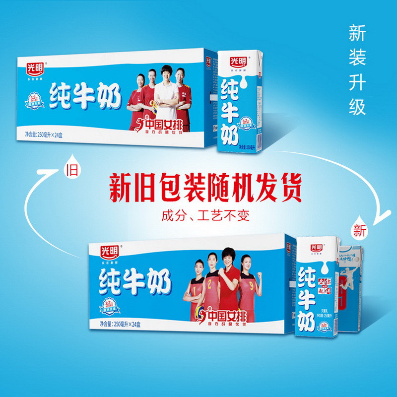 光明 纯牛奶 250mL*24盒/整箱 (苗条装)高清大图