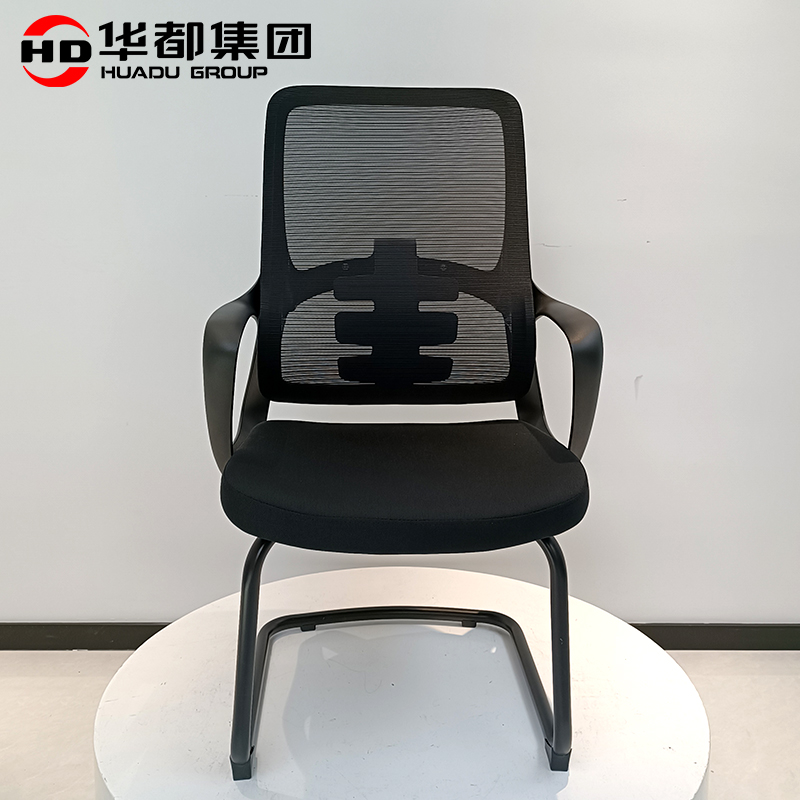 HDYX-06 撑腰曜黑网布弓架椅工学网布椅办公电脑椅子扶手升降转椅弓形可躺午休会议职员培训椅高清大图
