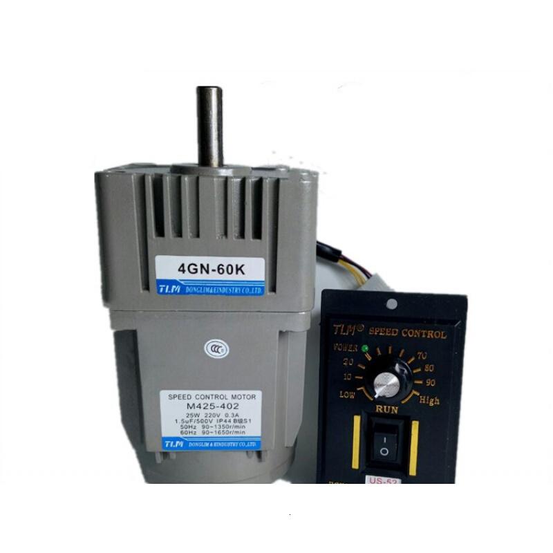 汐岩齿轮小型减速调机220V单相交流马达25W90W120W低速搅拌机 25W电机+调速器+减速箱高清大图