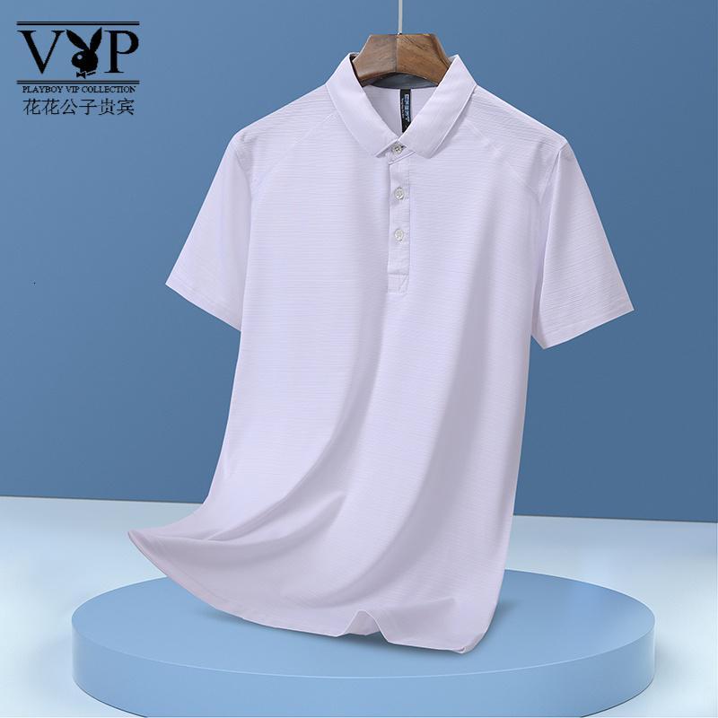 花花公子贵宾 舒适柔软短袖情侣工作服polo衫男夏季运动汗衫冰丝短袖