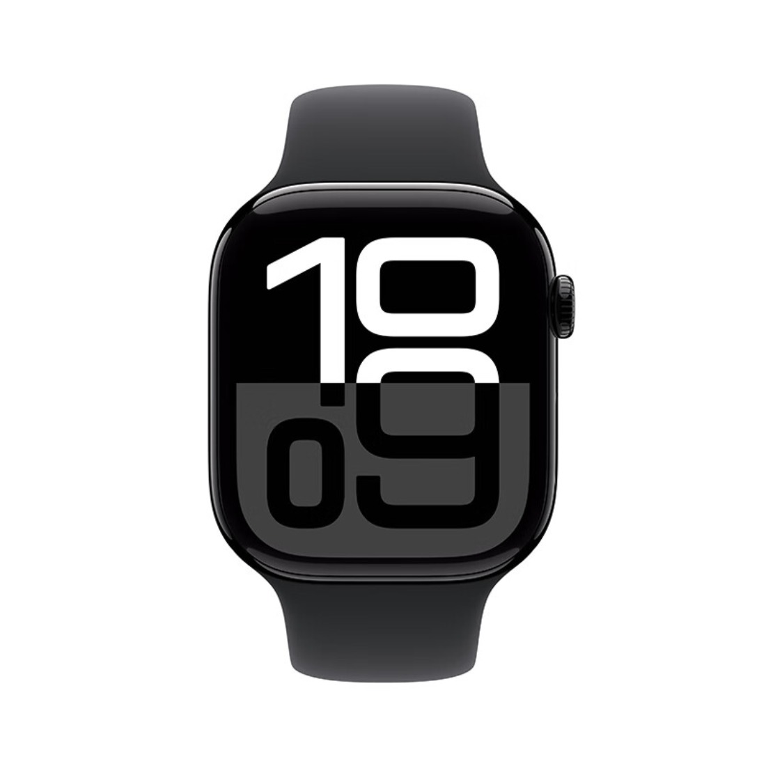 Apple/苹果 Watch Series 10 智能手表GPS款46毫米亮黑色铝金属表壳黑色运动型表带S/M