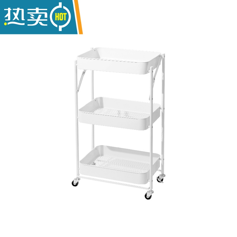 XIANCAI小推车置物架折叠婴儿用品厨房客厅零食多层带轮可移动浴室收纳架高清大图