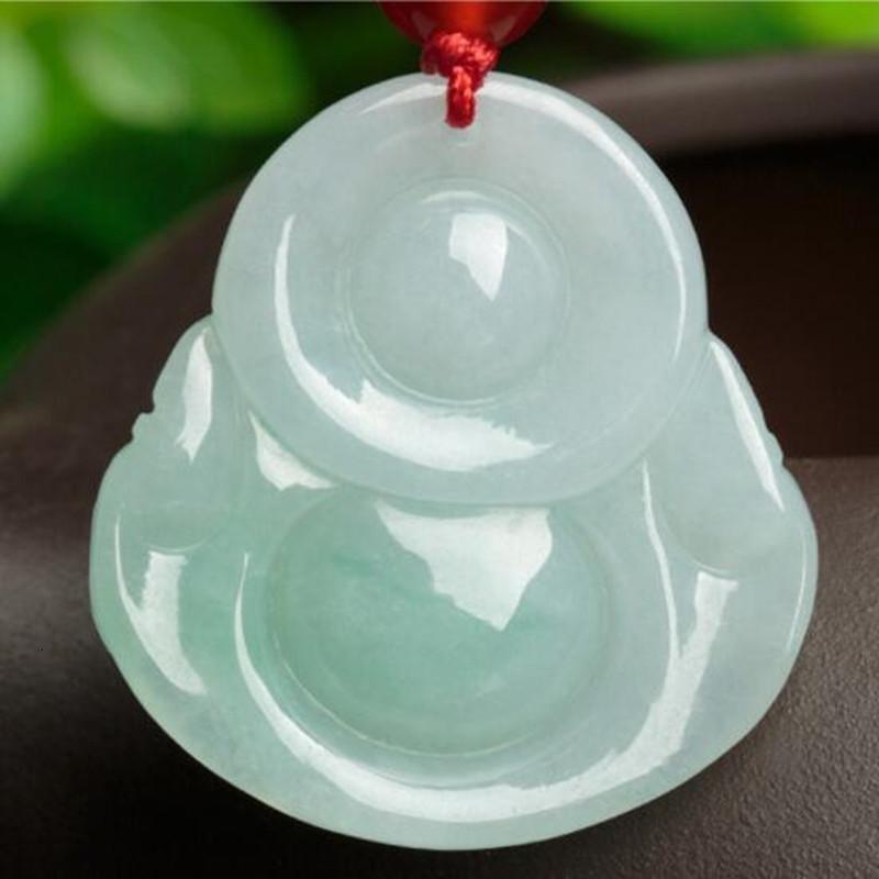 翡翠笑佛造型坠男款女款项链锁骨链首饰品 带证书送女朋友七夕情人节礼物