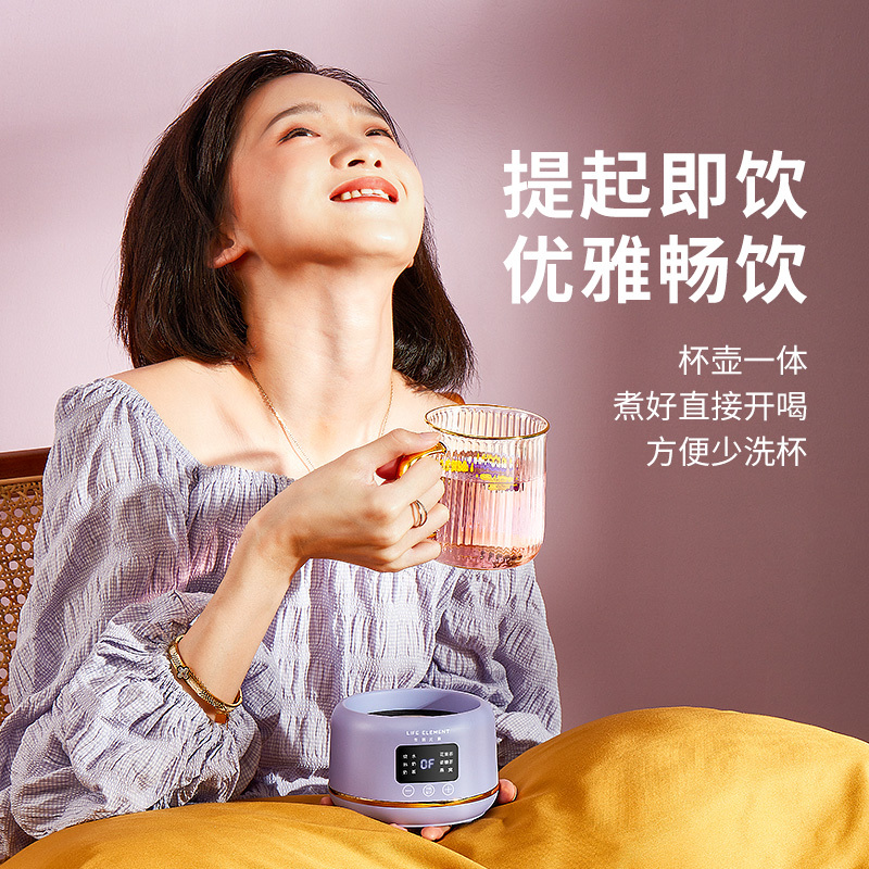 生活元素(LIFE ELEMENT)养生壶I156办公室小型家用mini玻璃养生杯多功能迷你电热杯煮花茶壶