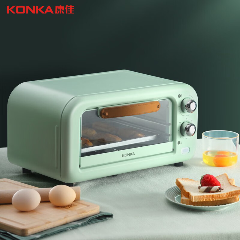 康佳(KONKA)KAO-1202E(S)L 电烤箱 多功能12L家用烘焙 精准控温 专业烘焙可拆洗炉
