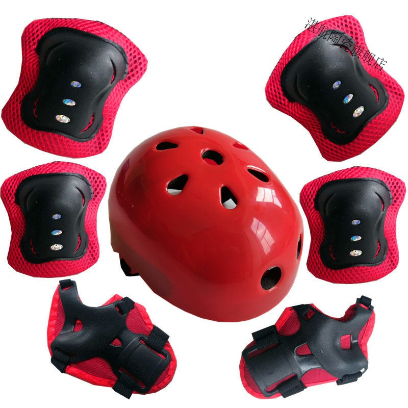 男女轮滑护膝护肘护腕6件套儿童学生滑冰旱冰溜冰鞋滑板护具套装