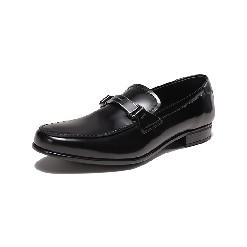 普拉达prada男士皮革徽标扣饰乐福鞋皮鞋2dc215p39