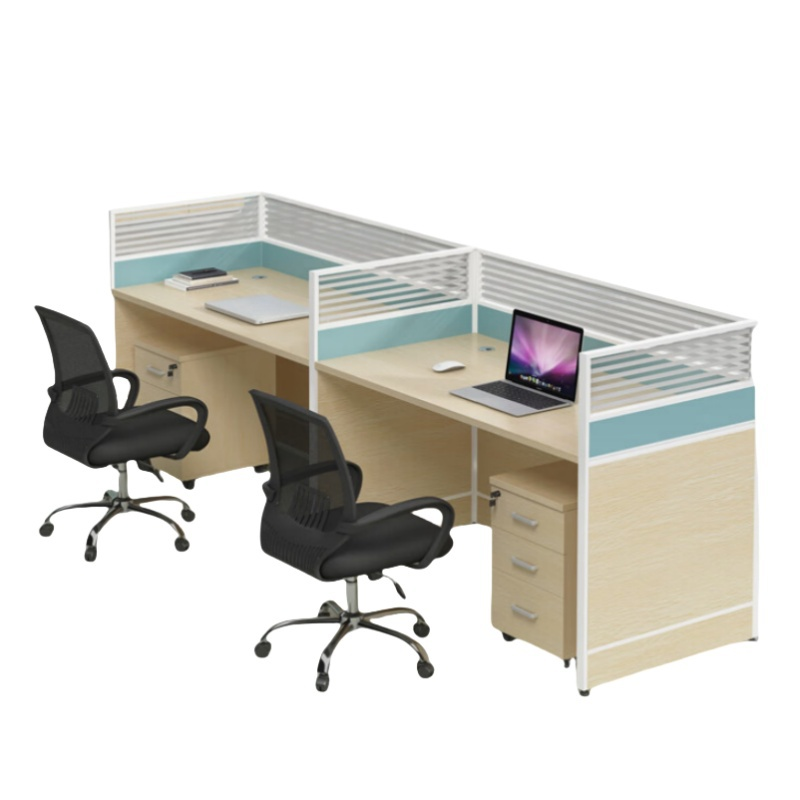 蕃蒂电脑桌双人位含柜椅台高清大图