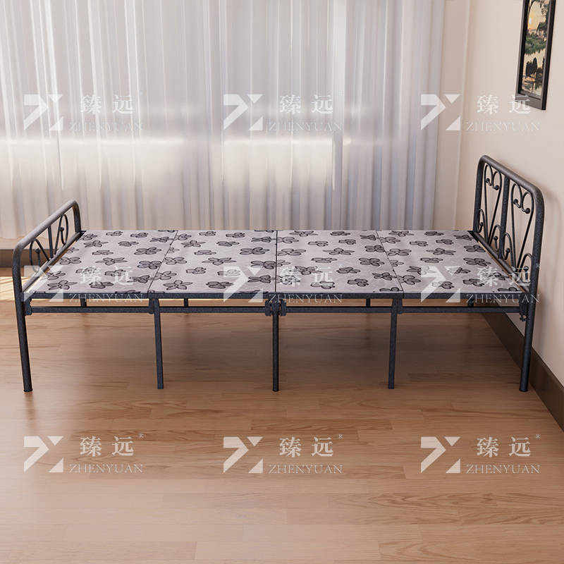 臻远 ZY4052509 钢木床简易折叠床单人床四折 1.2米银彩
