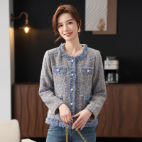 2025年中老年妈妈外套洋气小香风女40-60岁春季薄款衣服50岁中年 3XL(建议125-140斤） 蓝色外套