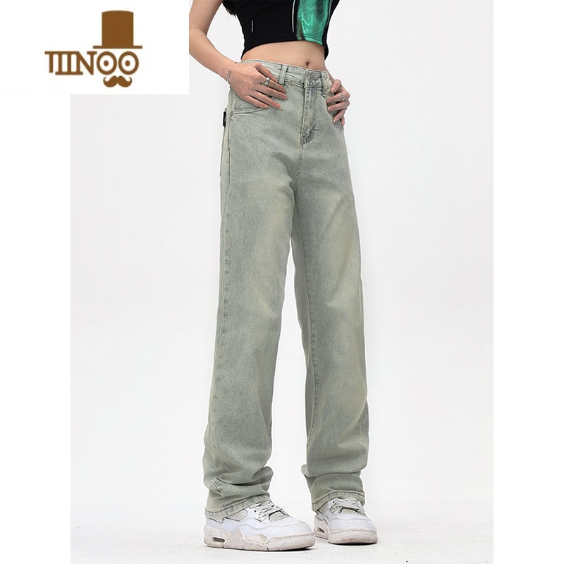 YANXUYOOTDS水洗做旧黄泥染牛仔长裤子男女vibe风百搭休闲基础款直筒裤高清大图