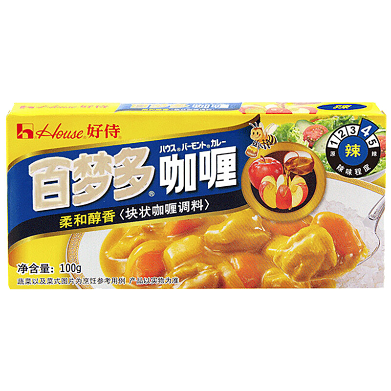 好侍(House) 咖喱 百梦多咖喱 辣味 100g/盒 日式块状咖喱