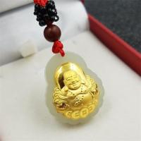 金镶玉项链4D和田玉镶金本命佛坠 女款围钱佛挂件PTJWX5051送女朋友七夕情人节礼物
