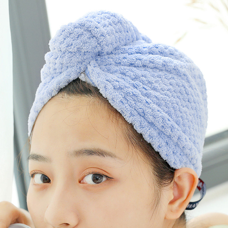 【】干发帽女 吸水 包头巾浴帽可爱儿童长发干发毛巾2条装 浅蓝一条装