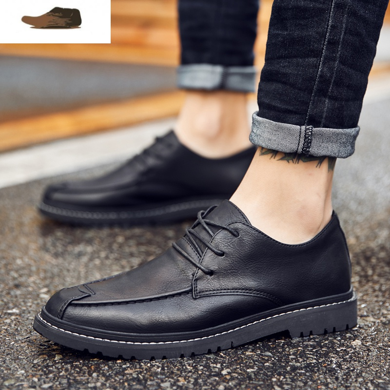 ideamini休闲皮鞋男冬季韩版豆豆鞋男鞋子英伦男士内增高百搭潮鞋男