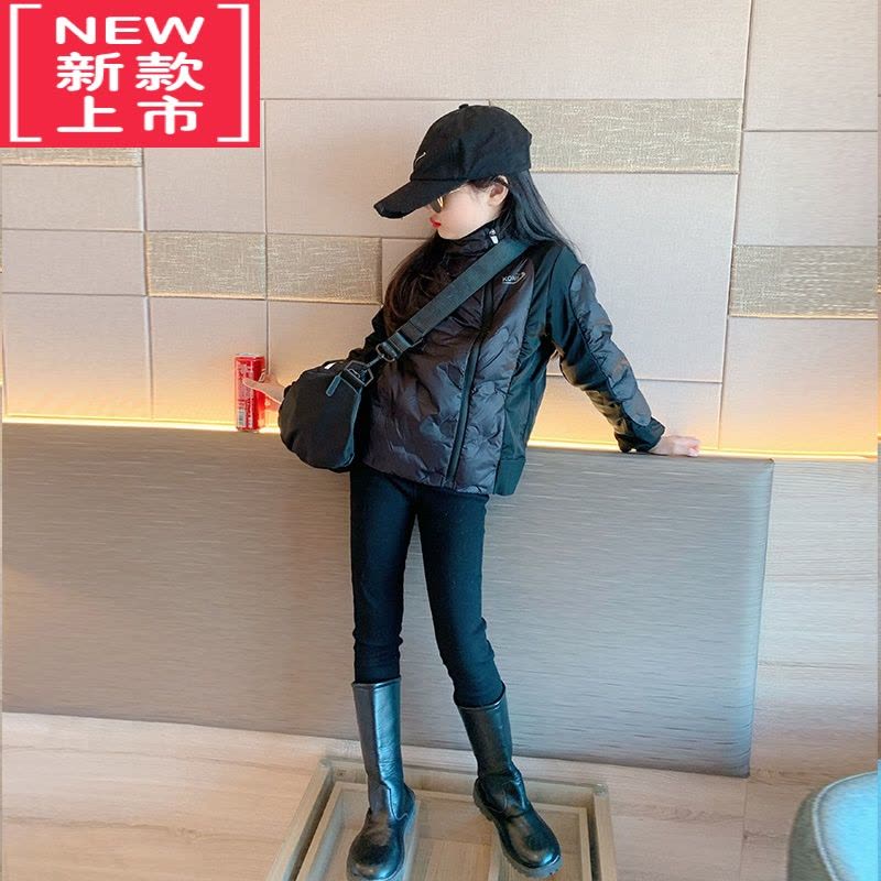 可莉允女童外套秋冬款2022新款时髦中大童洋气冬季短款棉服儿童加绒夹克图片