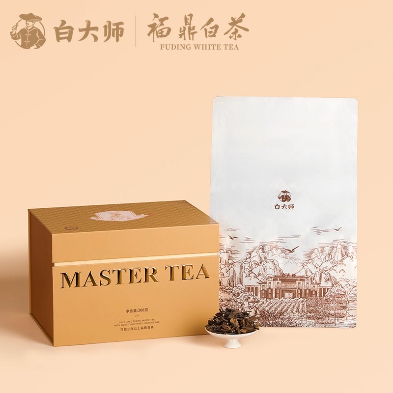 白大师高山福鼎白茶2019年寿眉散茶老白茶礼盒装茶礼300g高清大图