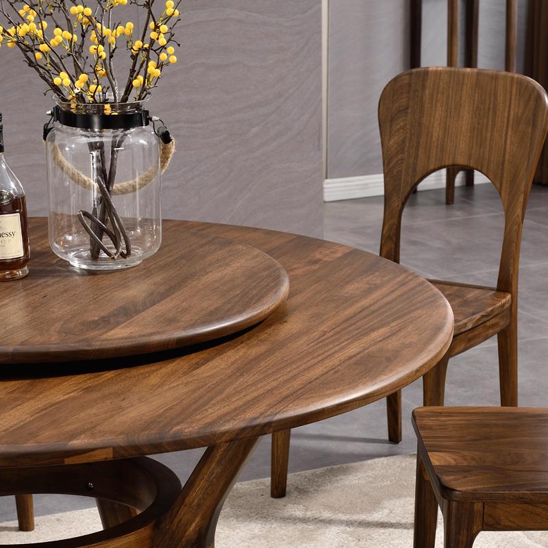 实木圆桌带转盘实木餐桌椅圆桌家用客厅实木圆桌北欧全实木圆餐桌