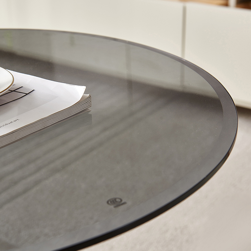 全友家居现代极简客厅钢化玻璃高低错落小户型高茶几矮茶几圆形茶几家具高清大图