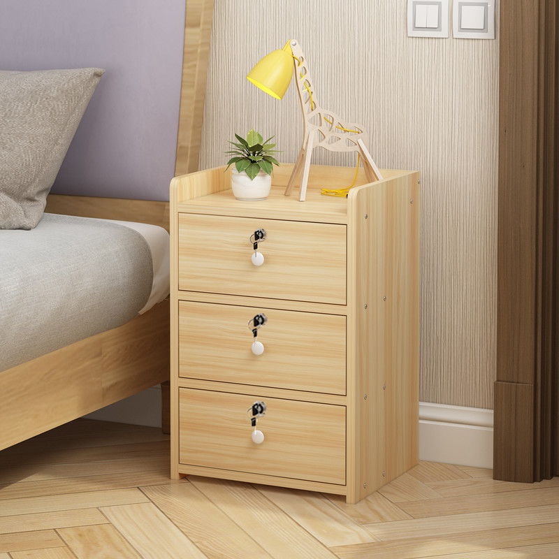 简约现代床头柜简易经济型收纳储物柜带锁北欧卧室小型床边小柜子