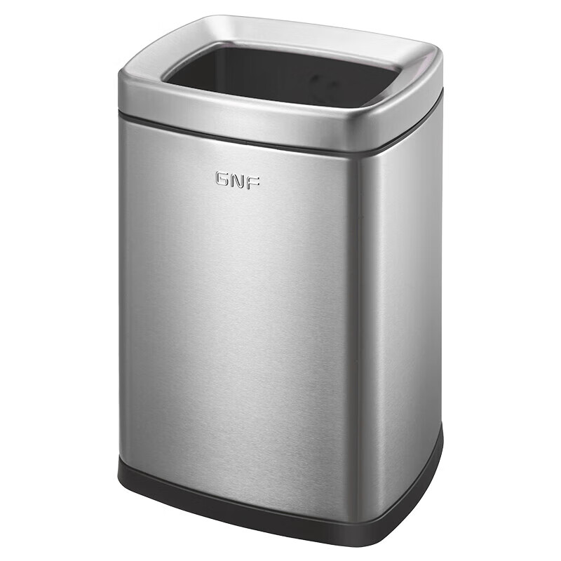GNF垃圾桶15L不锈钢无盖垃圾桶长方形房间桶防指纹酒店不锈钢商用桶 SF15-F01高清大图