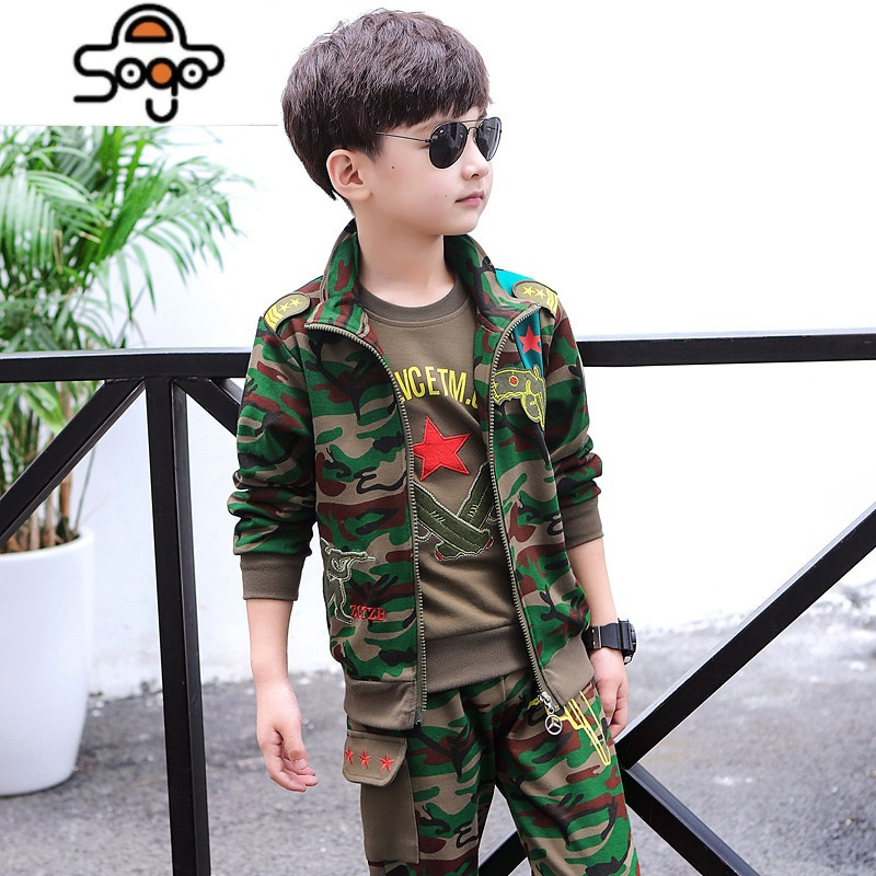 3童装4男童春装5儿童军装迷彩服6春秋装三件套7小男孩8套装10岁潮七色