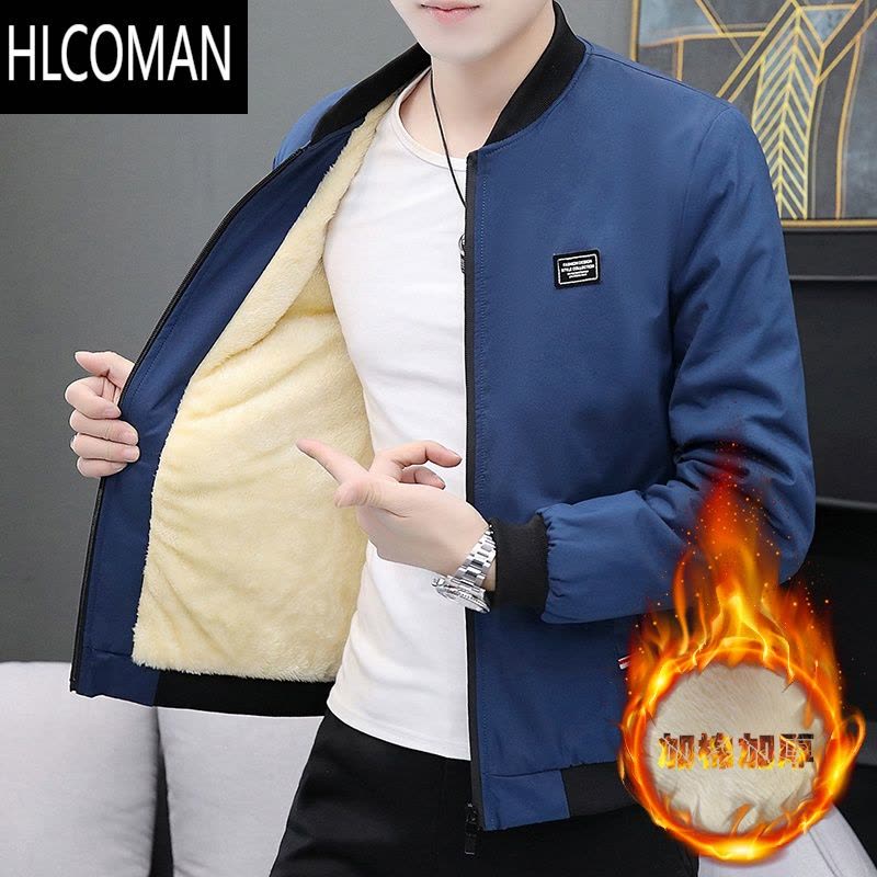 HLCOMAN冬季加厚棉衣男士连帽加绒夹克男外套学生上衣韩版p暖装衣服图片