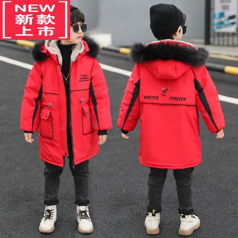 可莉允男童冬款加绒派克服棉衣大童洋气2022新款外套冬装炸街棉服大毛领图片