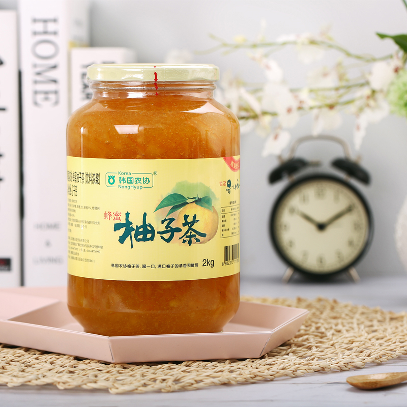 [进口]韩国农协蜂蜜柚子茶2kg 韩式水果茶柠檬果酱冬季冲饮罐装