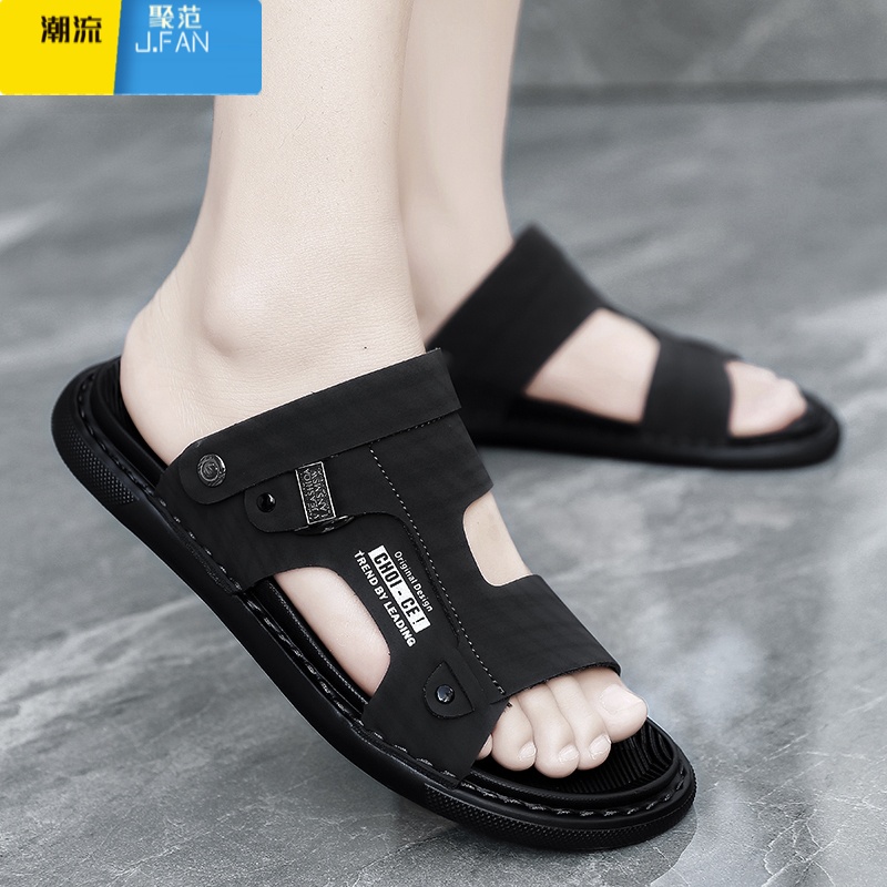聚范凉鞋男士夏季外穿2024新款休闲潮流工作两用开车凉拖沙滩拖鞋防水高清大图