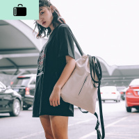 书包女韩版原宿ulzzang 高中学生背包抽绳简约百搭束口多用双肩包NEW LAKE