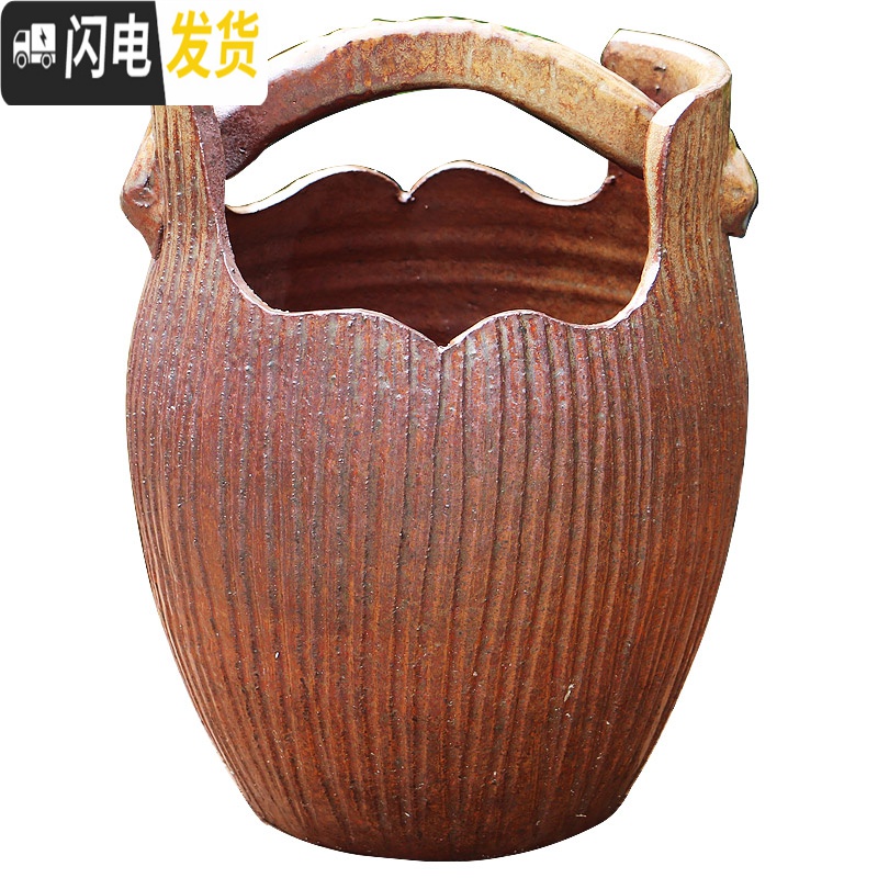 三维工匠特大陶罐花盆陶瓷大号土陶罐法师盆大口径多肉花盆高筒老桩盆 L-117 如图花盆容器高清大图