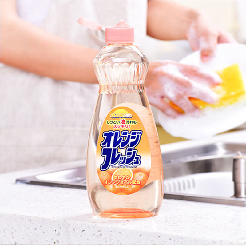 火箭石碱日本原装进口洗洁精餐具果蔬油污清洁剂液去油不伤手600ml 橙子味(香橙精油)600ml)