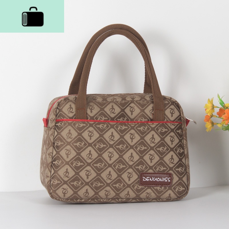 时尚女新款妈妈小手提零钱包简约老人小布包夏季小清新手拎百搭包NEW LAKE 咖啡色花纹咖啡