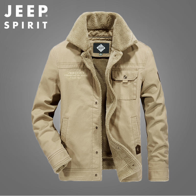 JEEP SPIRIT吉普男士棉衣保暖棉衣男士外套棉服男装加厚加绒棉袄男中青年工装夹克