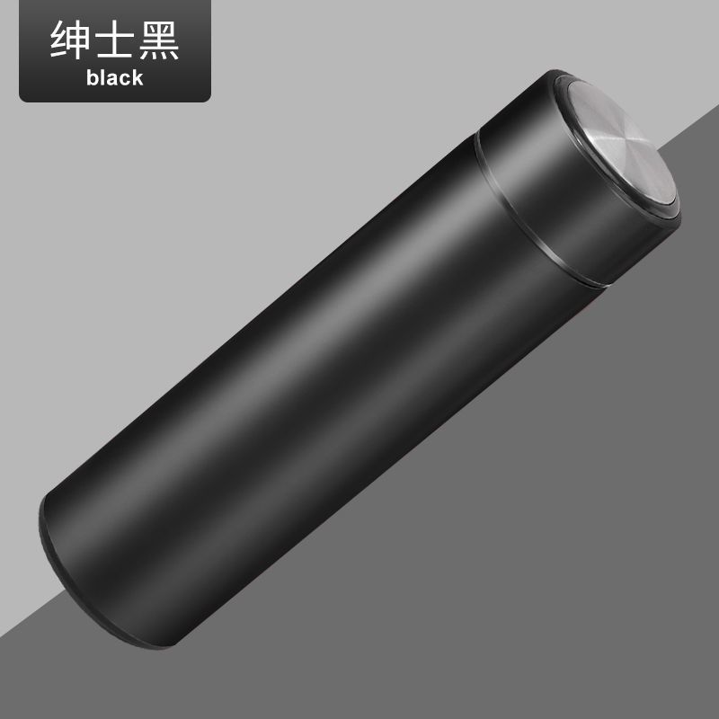 智能温显保温杯水杯男士保温杯304不锈钢韩版简约茶杯茶水分离 纯黑色标准款 单杯